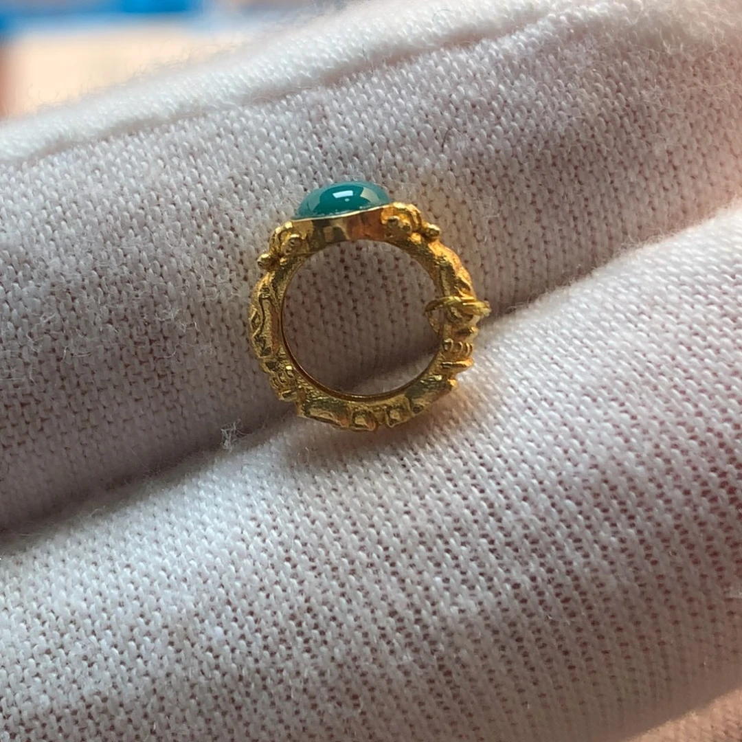 绿松石18K金镶嵌挂件7m