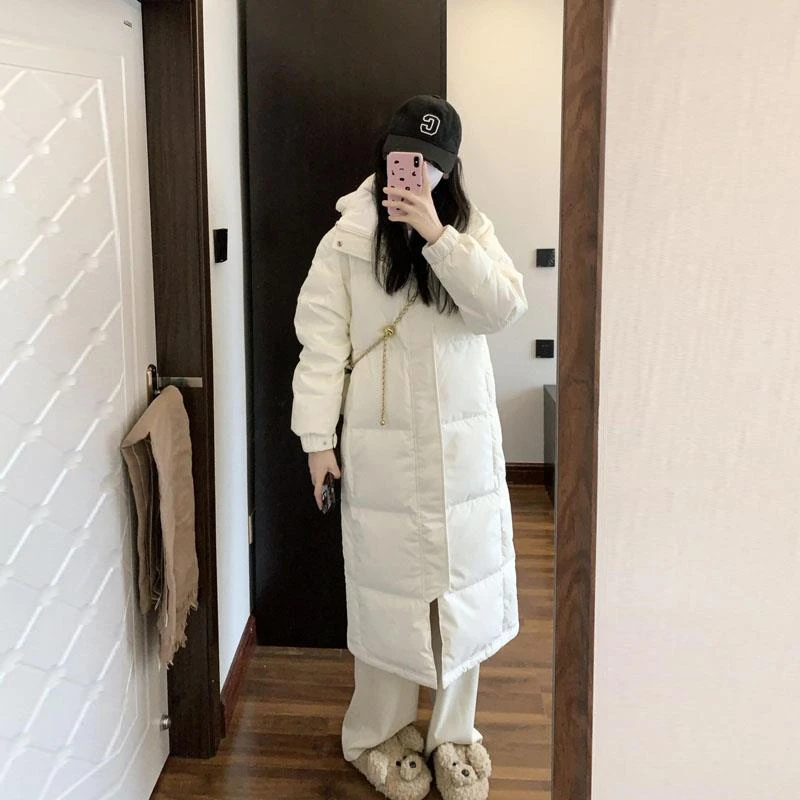 亮秋世羽中戏学院风连帽长款羽绒服女冬加厚2025年新款韩版宽松