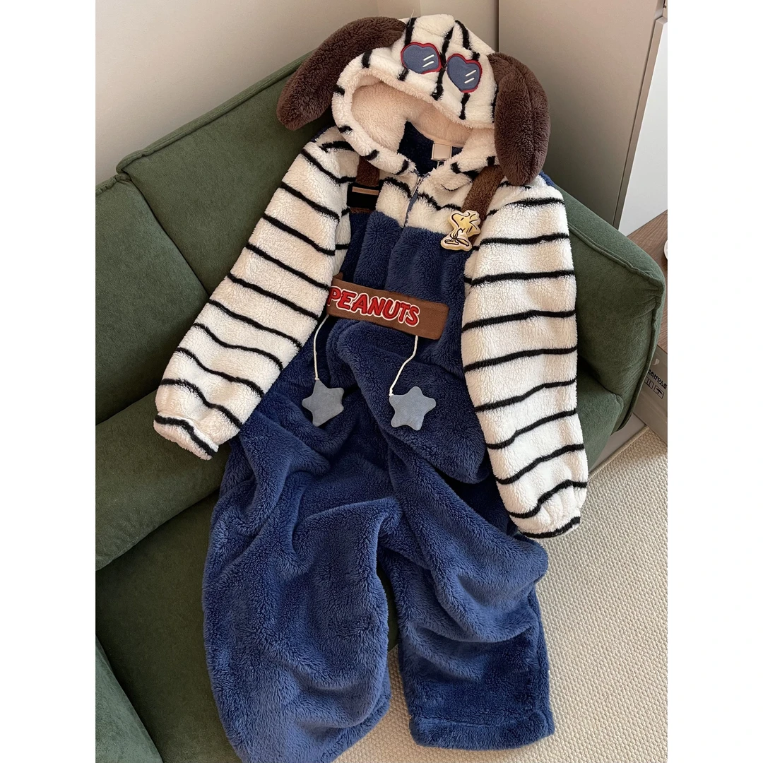 甜美软萌系大耳狗珊瑚绒睡衣女秋冬季新款保暖一体式家居服连体衣