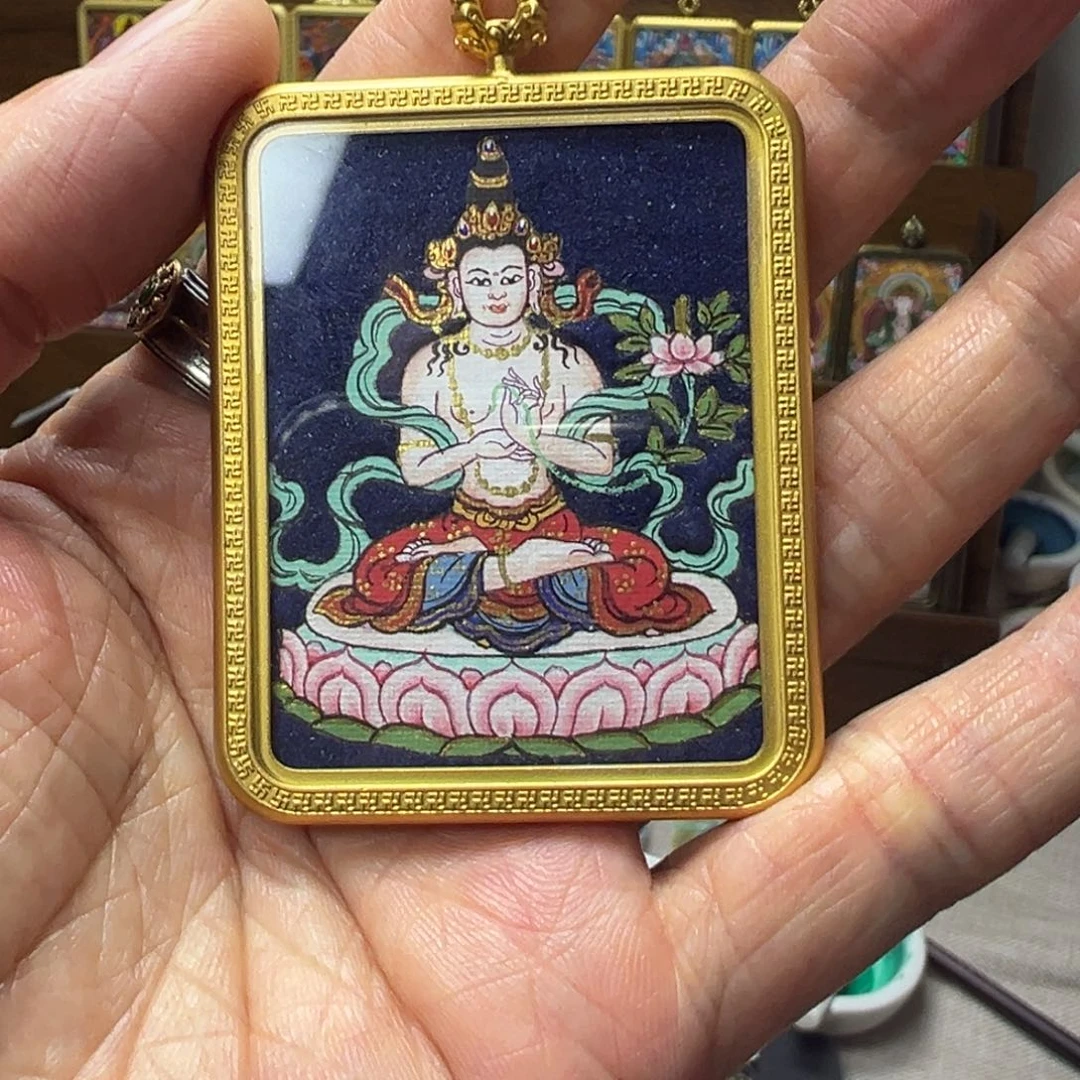 吊坠纯手绘大势至唐卡