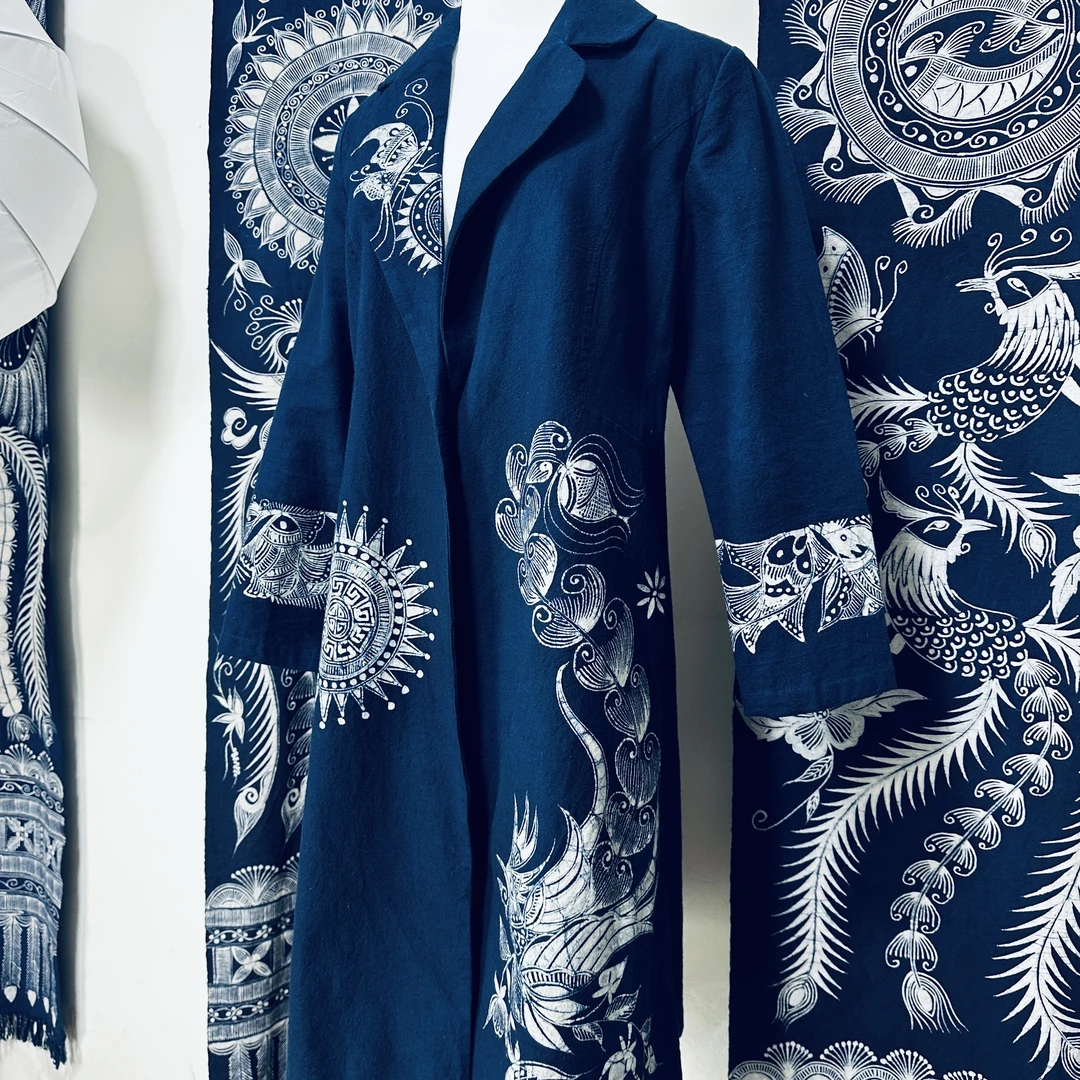 贵州村超非遗蜡染纯手工大衣男女同款