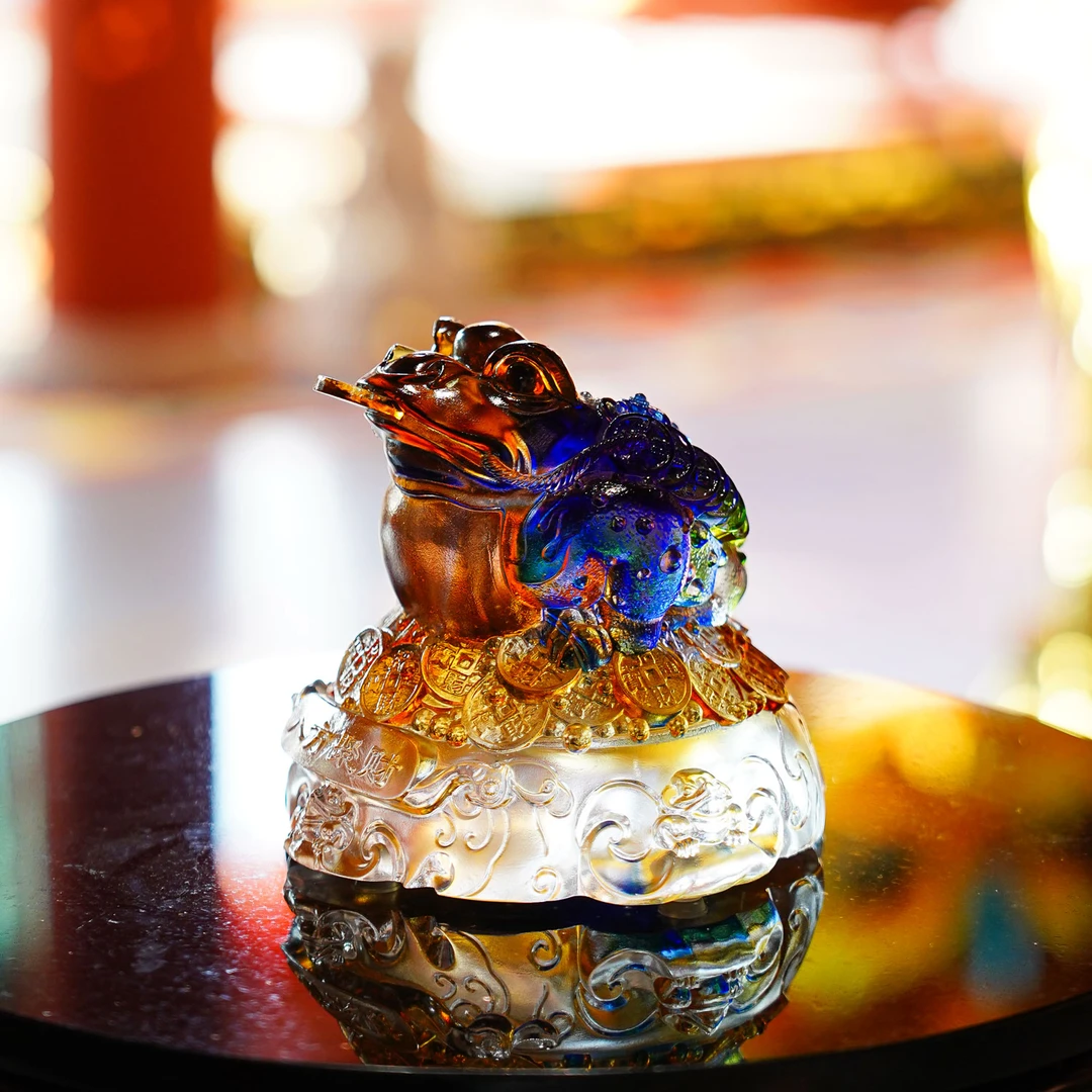 【本尼家】非遗好物金蟾七彩琉璃八方聚财家居客厅博古架玄关摆件