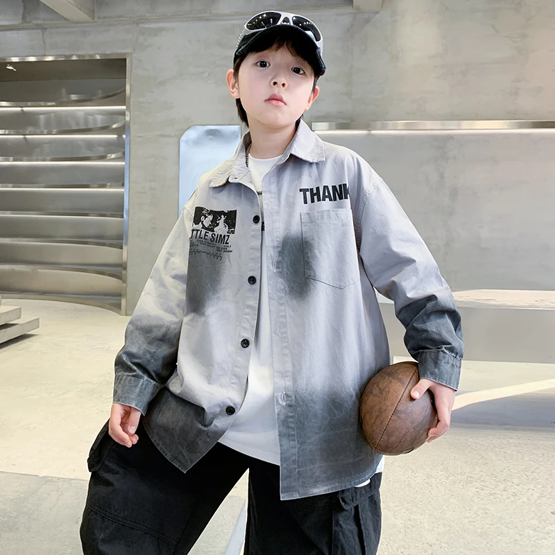 儿童装男童春装长袖衬衫2025新款中大童春季韩版男孩春秋款衬衣潮