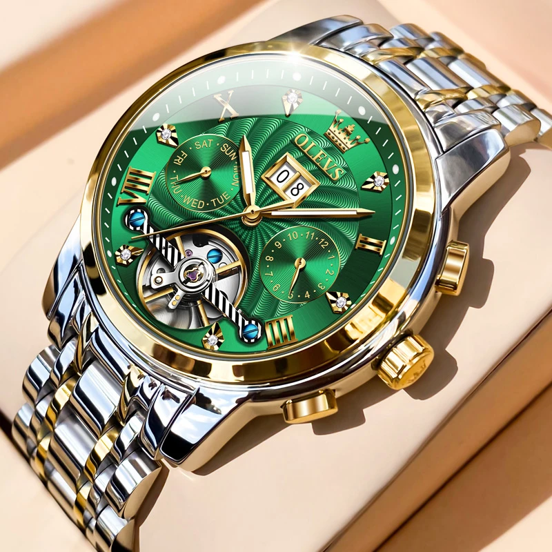 品牌正品明星同款手表陀飞轮防水机械表飞轮多功能全金色男表