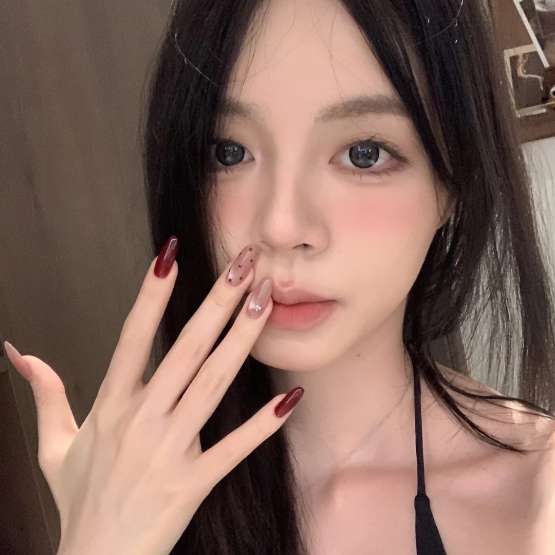 穿戴甲手工定制复古红色波点猫眼显白高级感秋冬美甲成品指甲贴片
