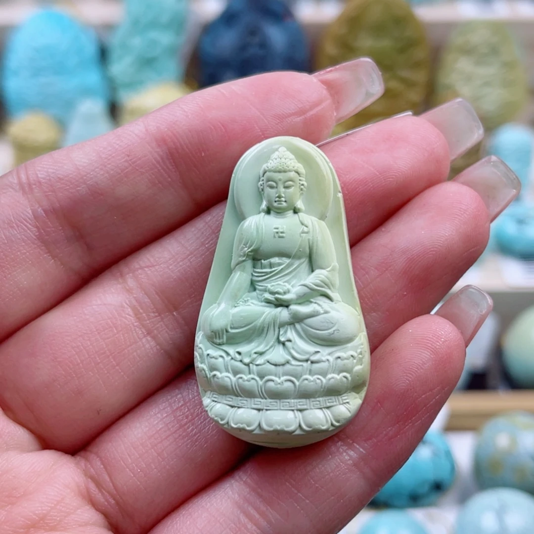绿松石未镶嵌珠宝奇石阿弥陀佛