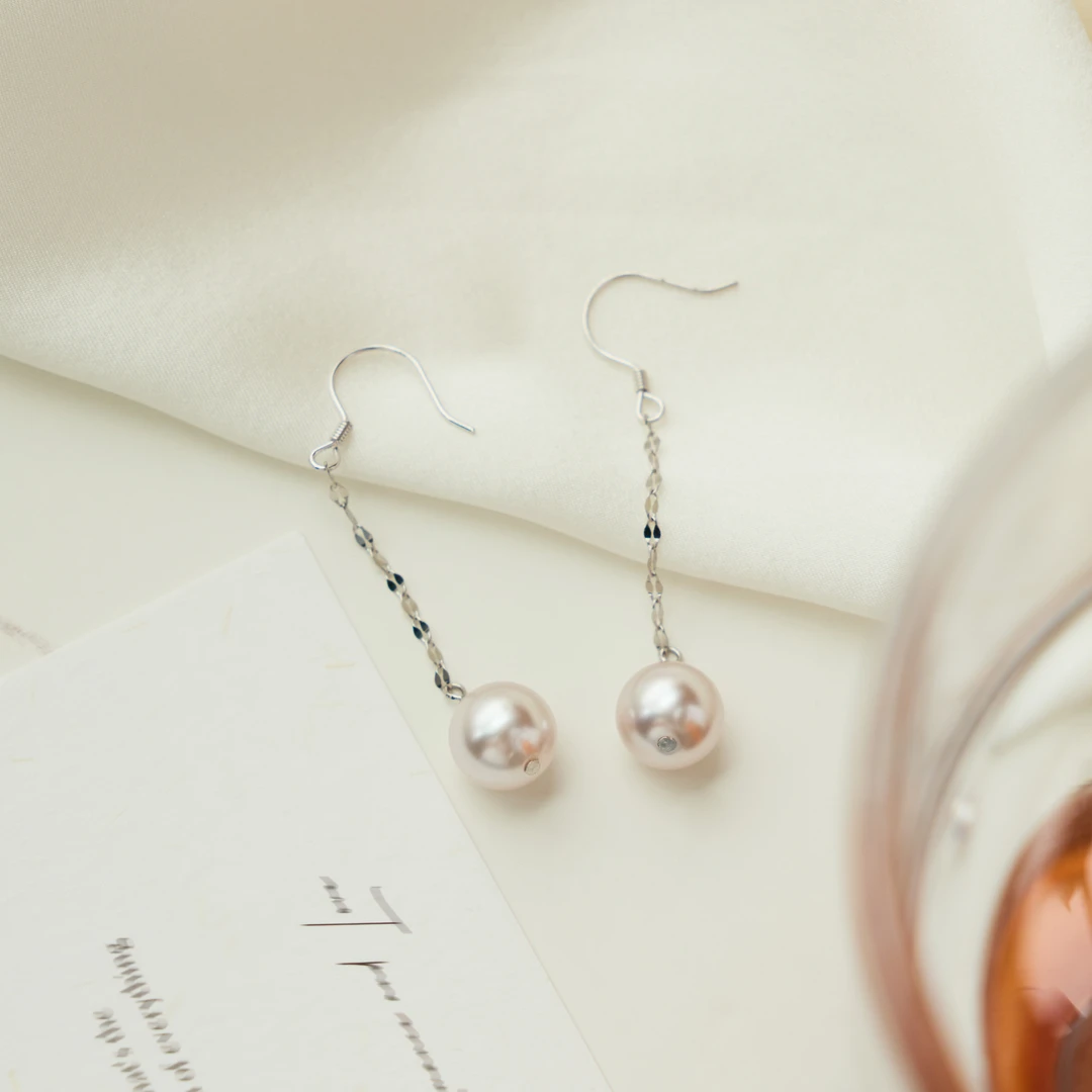 丽沁 925银耳饰 曼塔玫瑰紫珠流苏耳钩银豆超闪气质轻奢耳勾