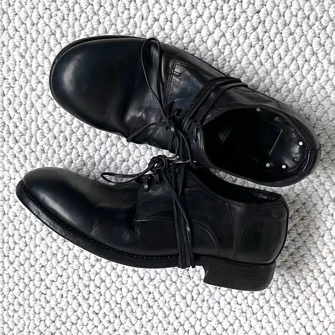 UTIMUS水洗马皮德比真皮大底布莱克圆头做旧手工992百搭休闲皮鞋