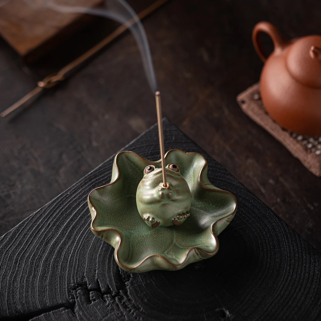 土焱传创意紫砂青蛙线香插熏香座香炉香托禅意简约不落灰家用摆件