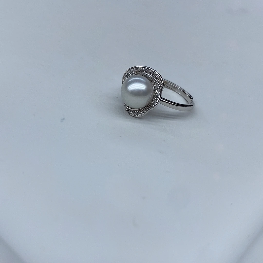 海水珍珠戒指银S925镶嵌