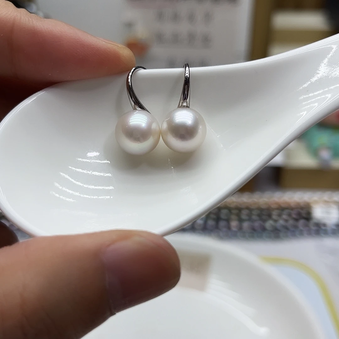 海水珍珠银S925镶嵌耳饰