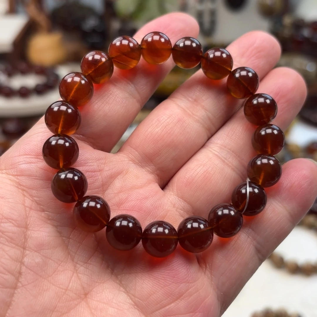 琥珀未镶嵌手链棕红紫罗兰卡10