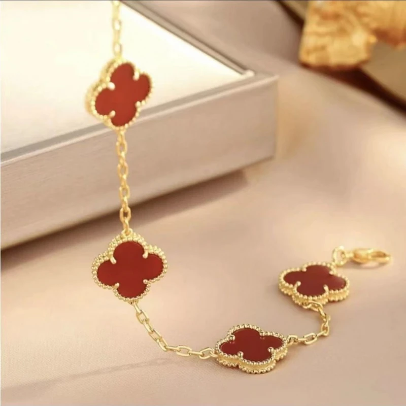 【SG】红色四叶草五花轻奢气质手链