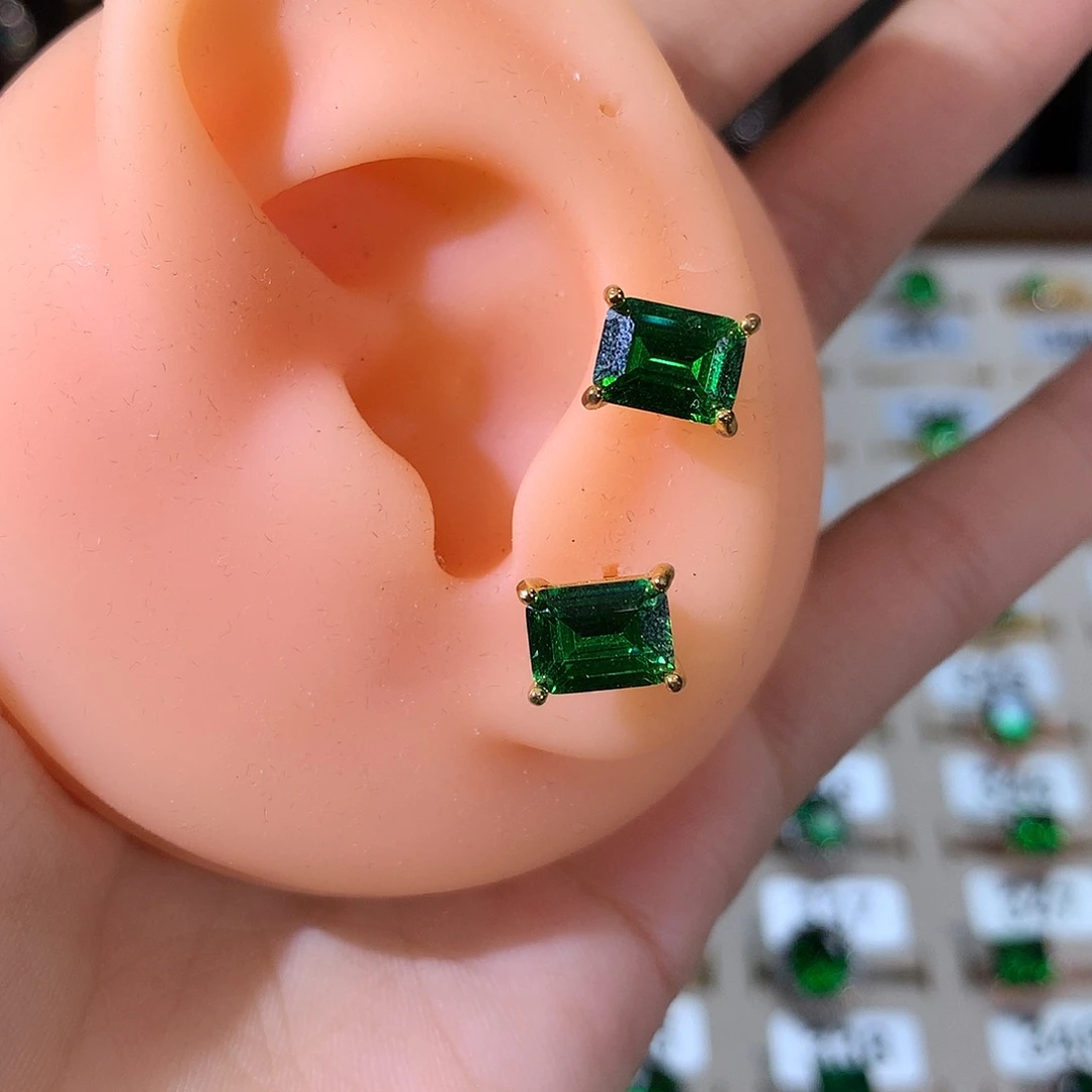 银S925镶嵌耳饰碧玺猫眼金68