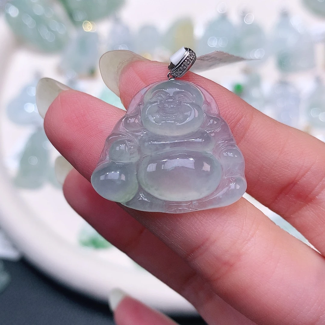 颈饰18K金镶嵌翡翠22.6-25.5-5.8钱袋佛