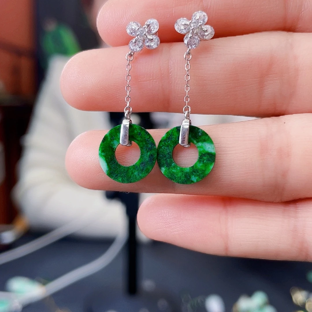 翡翠未镶嵌耳饰饰品