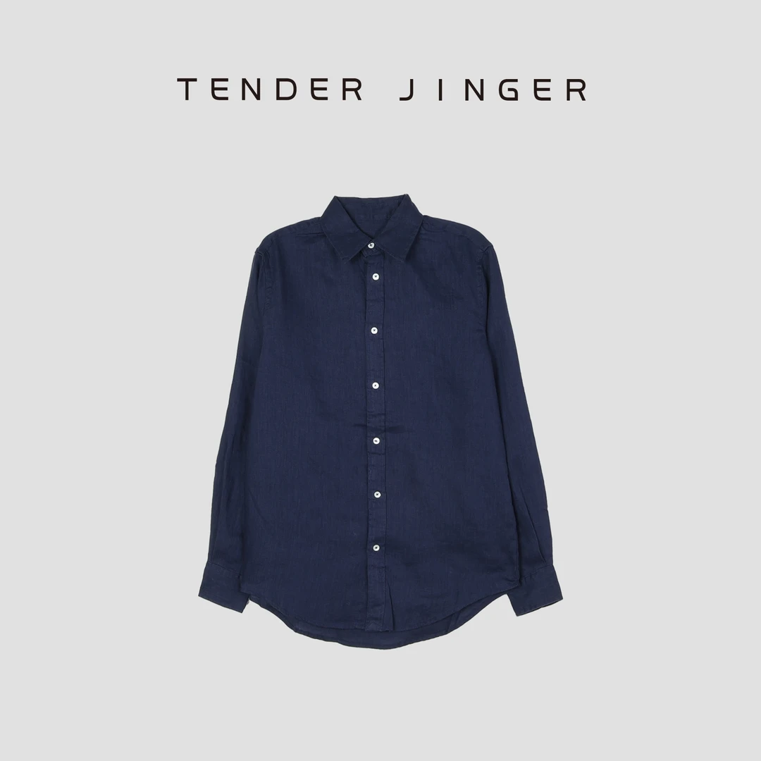 Tender Jinger翻领刺绣亚麻长袖衬衫T51SZS80145
