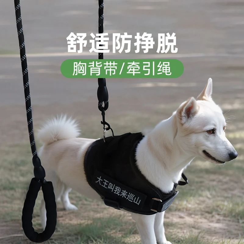 狗狗胸背带背心式牵引绳适合中大型犬遛狗使用尼龙攀岩绳结实耐用