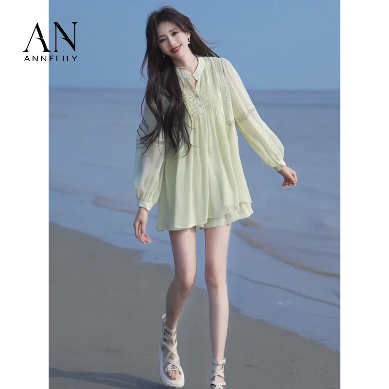 AN定制【书宁】2024春季时尚设计师气质清新短裤套装AT2401007