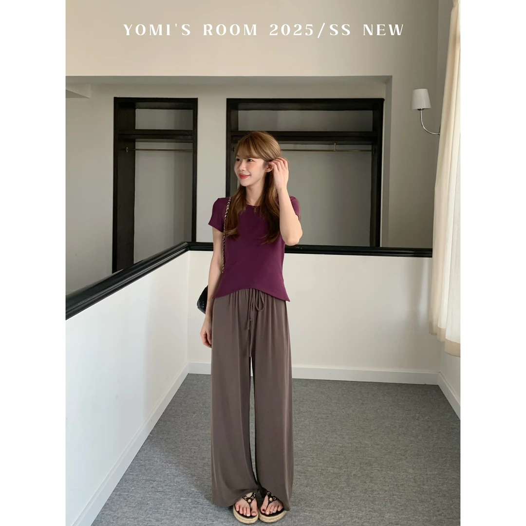 YOMI小个子【建模裤】极简轻薄垂感直筒休闲裤百搭薄款夏季显瘦