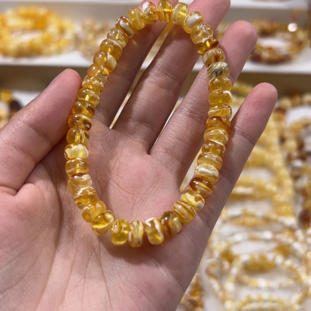 琥珀未镶嵌珠宝奇石金瓷白拉丝妖花老型