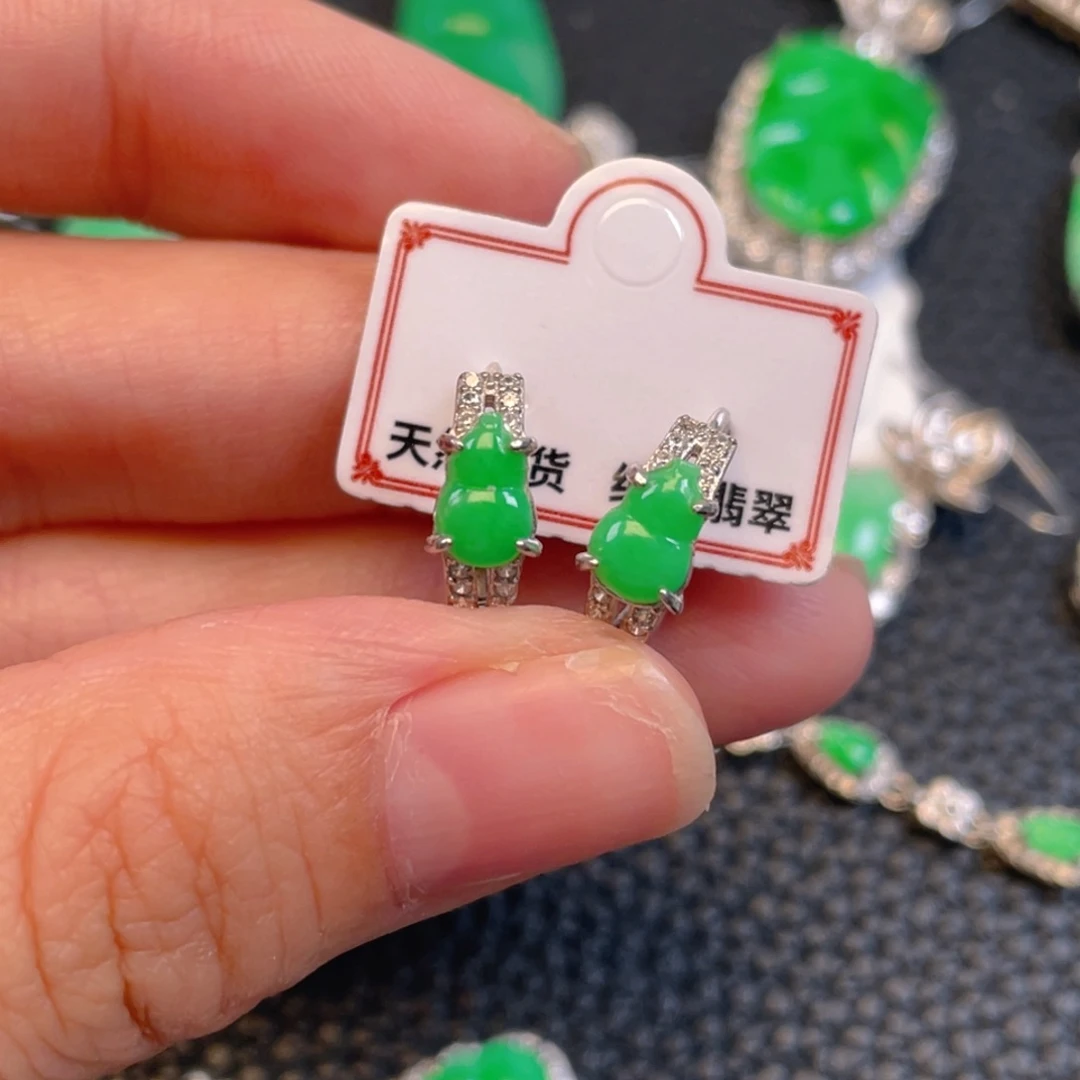 翡翠银S925镶嵌吊坠(不含链)耳包