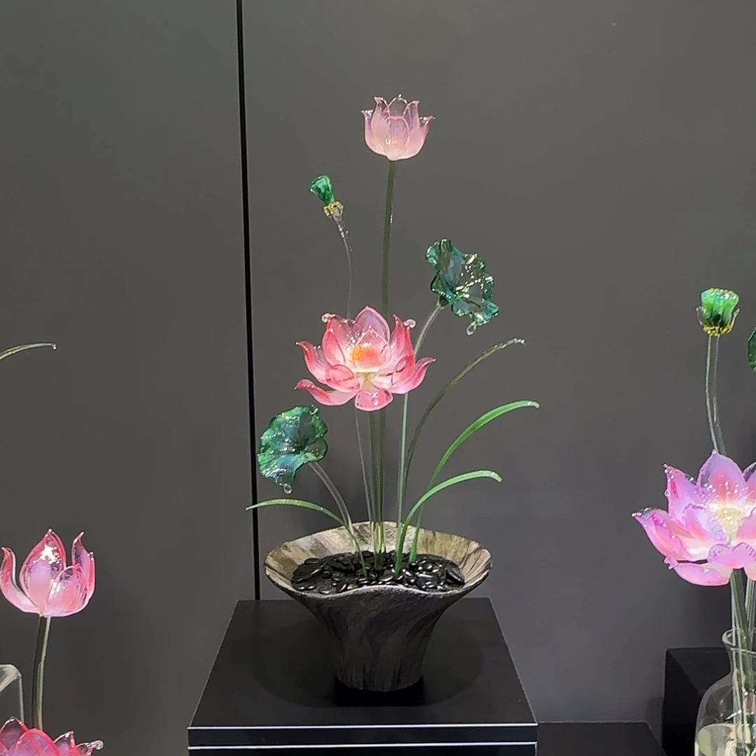 玻璃淄博琉璃艺术品荷花