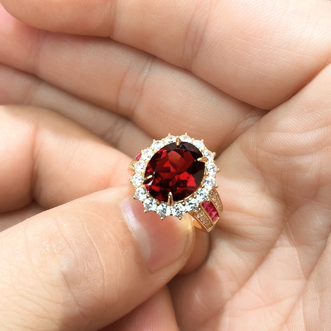 银S925镶嵌戒指石榴石