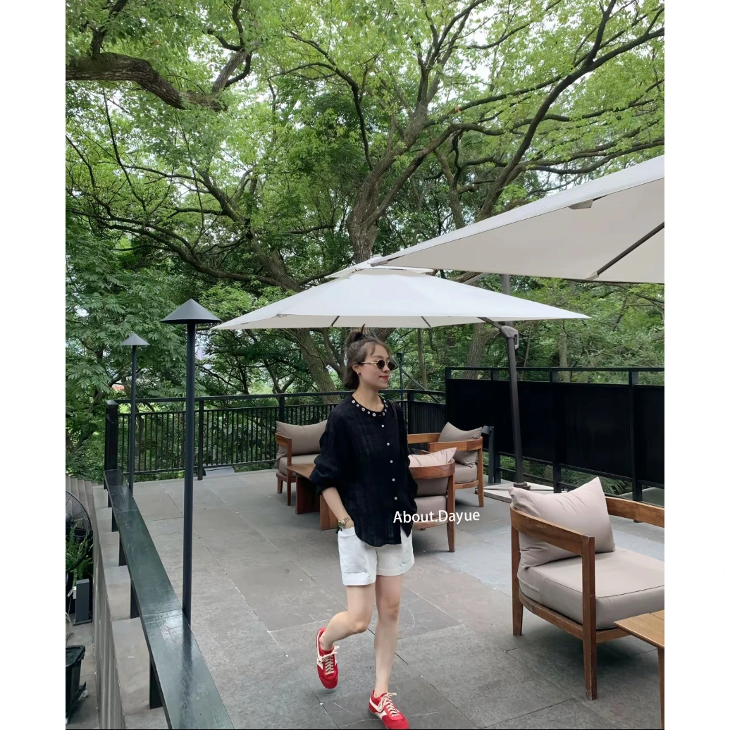 DAYUE【意调】小众设计洋气有腔调~自带肌理感天Si亚麻轻奢百搭衬衫