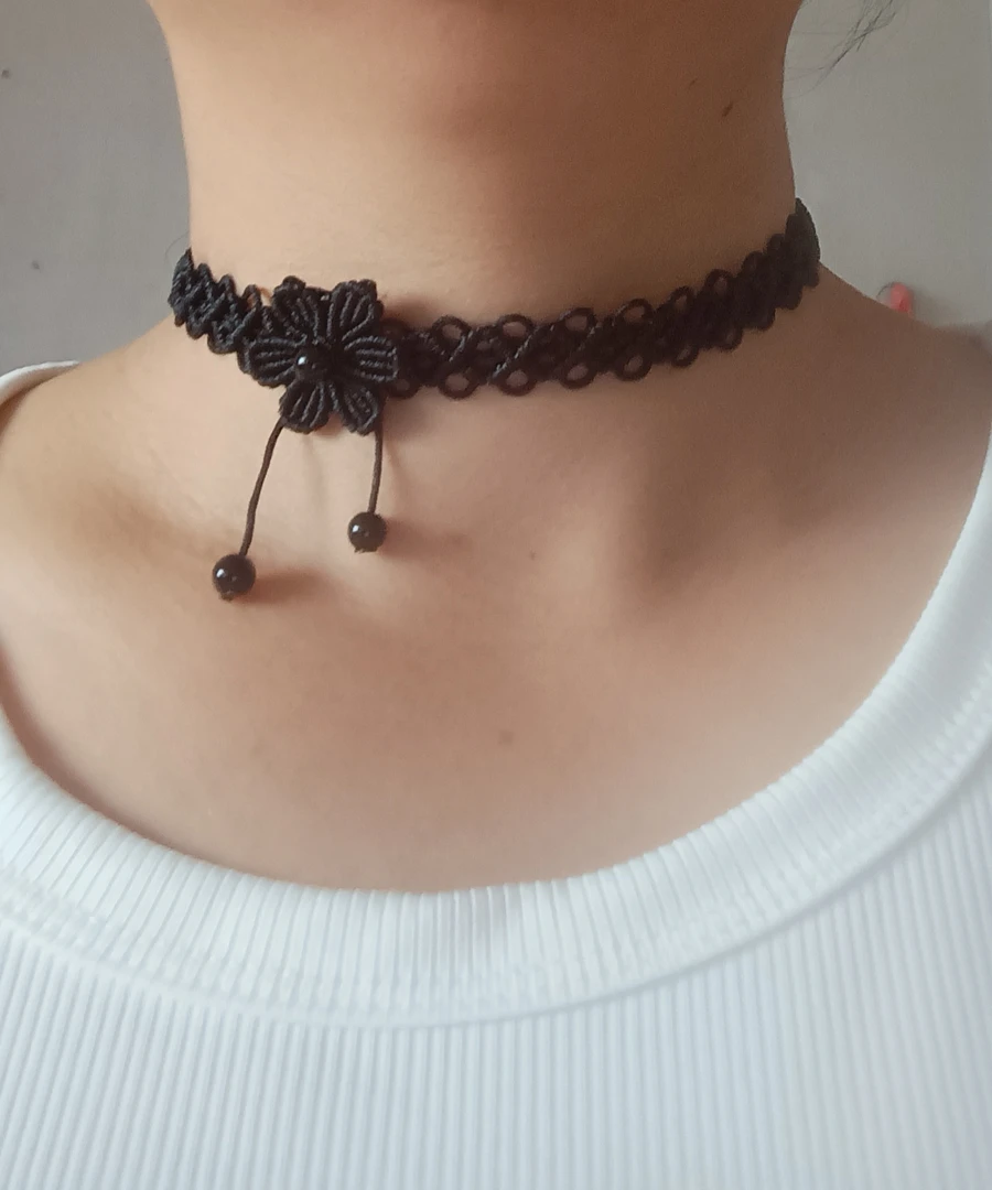 手工编织黑色百搭项圈锁骨链手工饰品