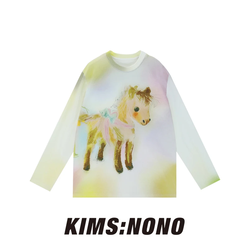 RATX124089时尚圆领套头长袖T恤女2026年冬青梅竹马系列宽松上衣