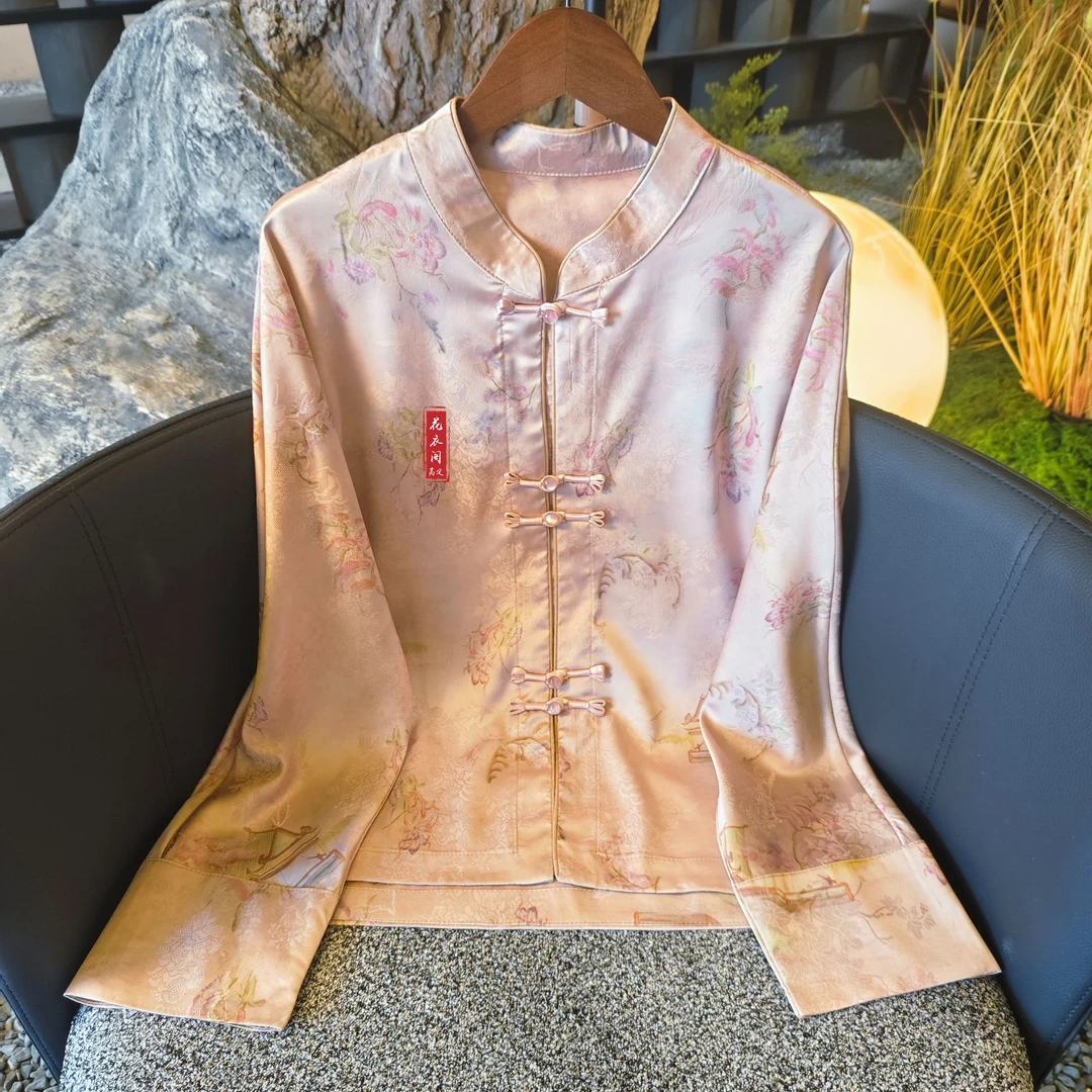 【江南】2025春季新款新中式宽松外套复古国风春秋立领提花上衣女