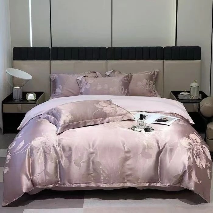 欧式高档奢华贡缎提花四件套轻奢高级感丝滑床上用品