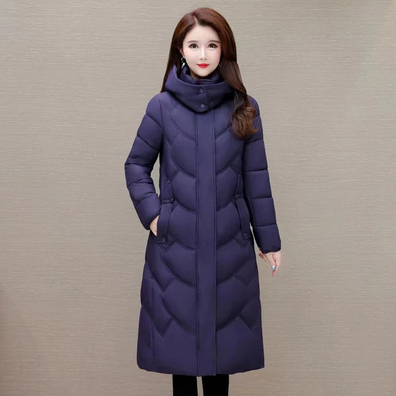 黑金石墨烯内里加厚保暖过膝长款修身显瘦宽松加大码棉服女外套