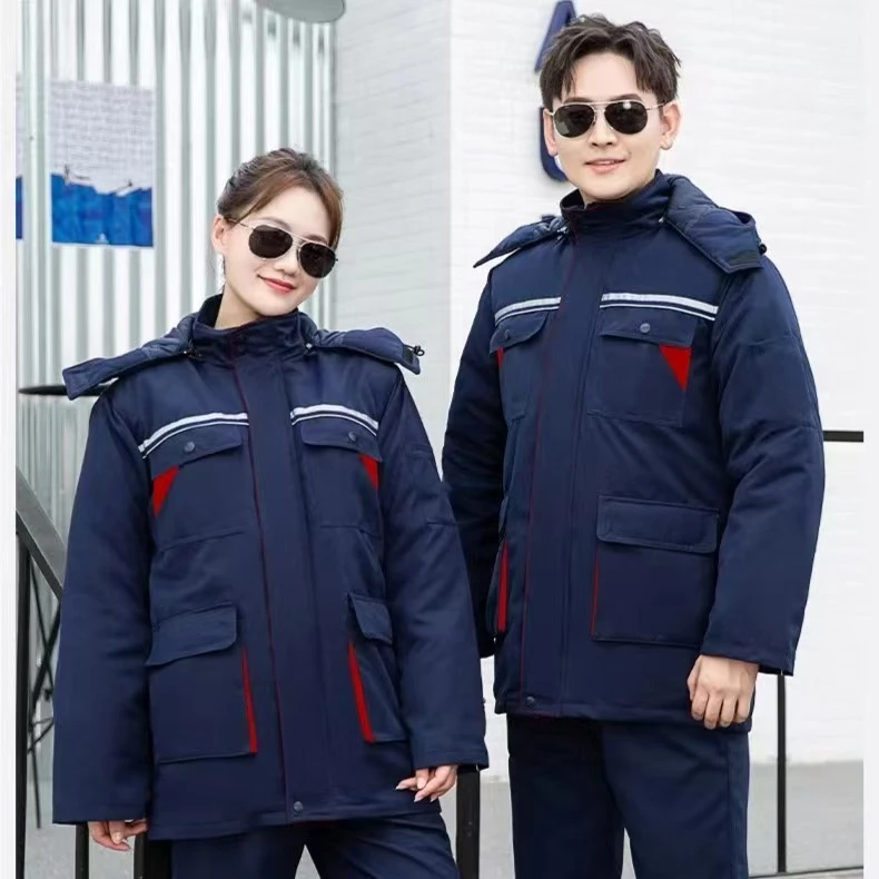 冬季加厚防静工作服棉服加油站化工厂保暖棉袄可拆卸男女劳保服