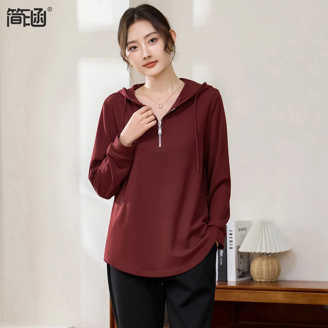 连帽卫衣女秋季新款简涵大码宽松打底衫200斤胖妹妹内搭上衣Q1302