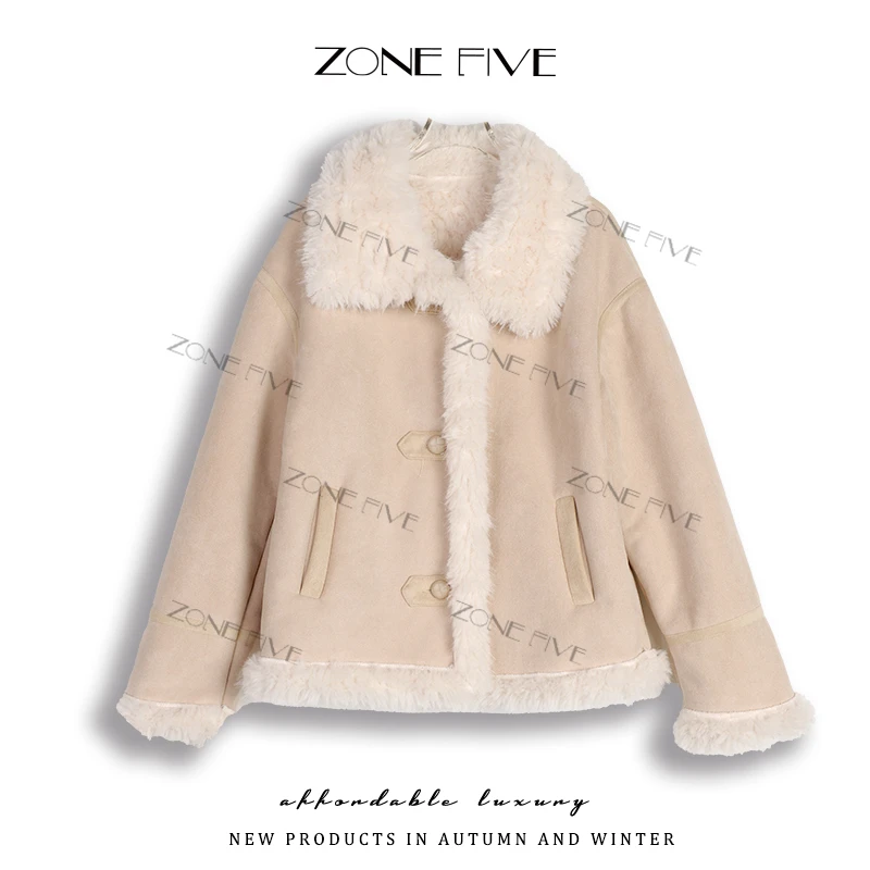 甜荷悦毛毛外套2025年冬新款保暖中长款上衣