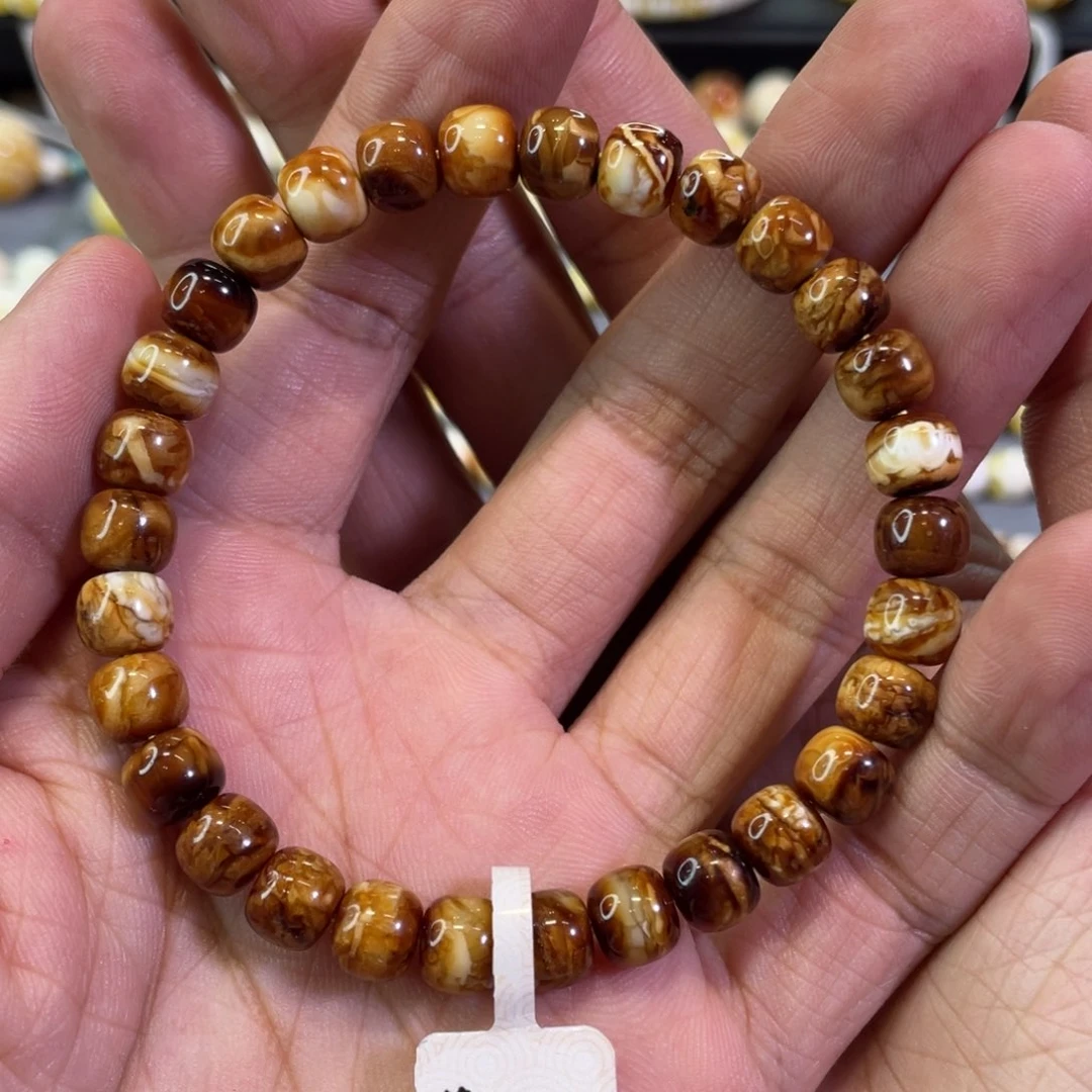 未镶嵌琥珀手串YB003红沁手串