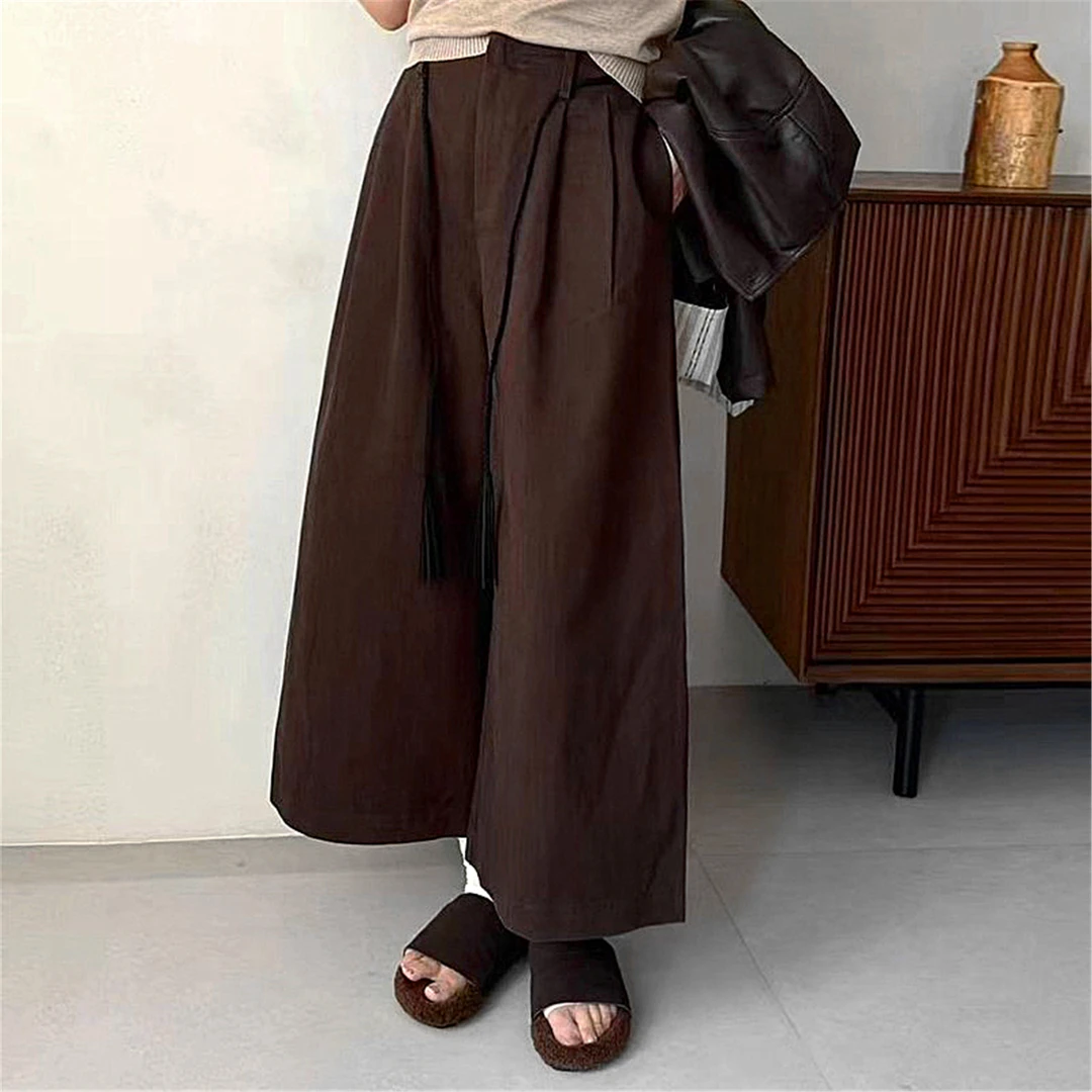 韩版通勤直筒阔腿西装裤女秋2025新款时尚百搭高腰显瘦休闲九分裤