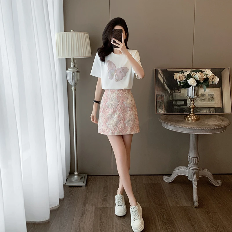 新款盐系穿搭套装短裙半身裙女装洋气时髦气质显瘦小个子两件套