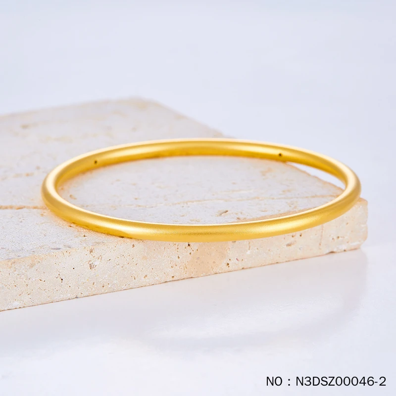 足金9993D硬金空心(面宽约3-3.5mm)仿古法素圈固口手镯