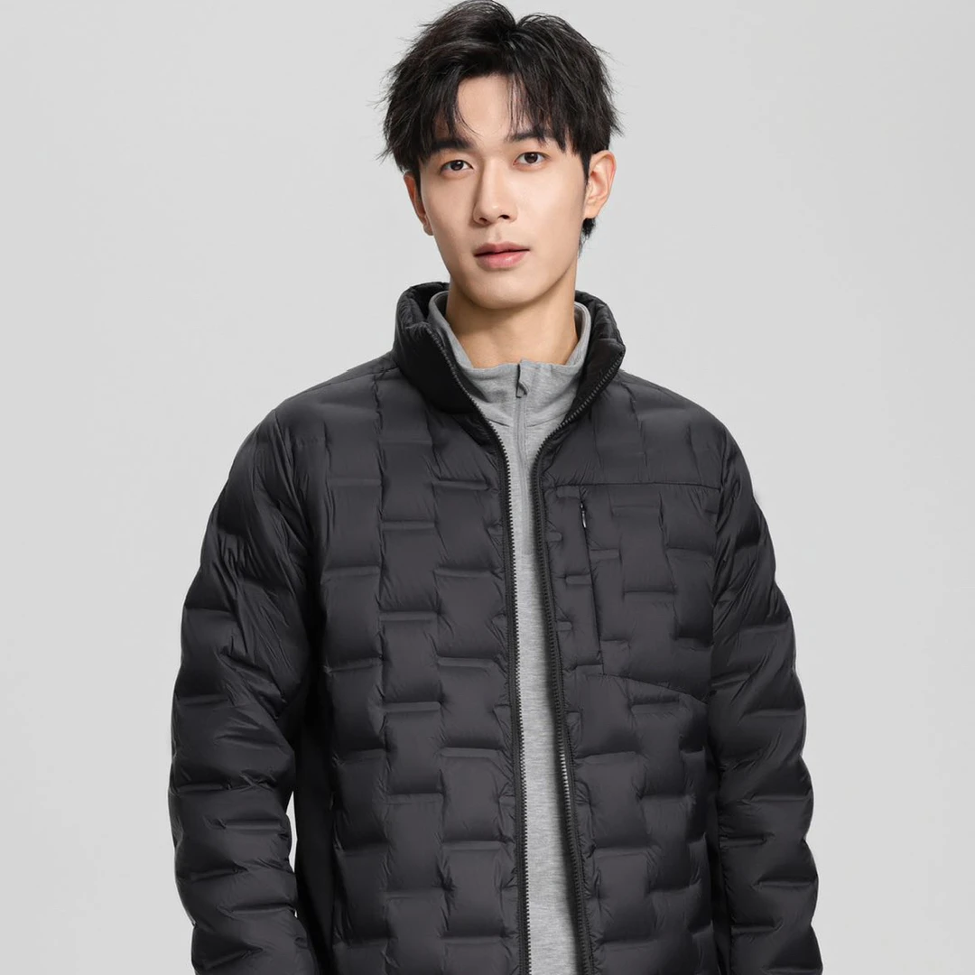 冬季美式复古云梯立领白鸭绒保暖轻薄潮流休闲男士羽绒外套