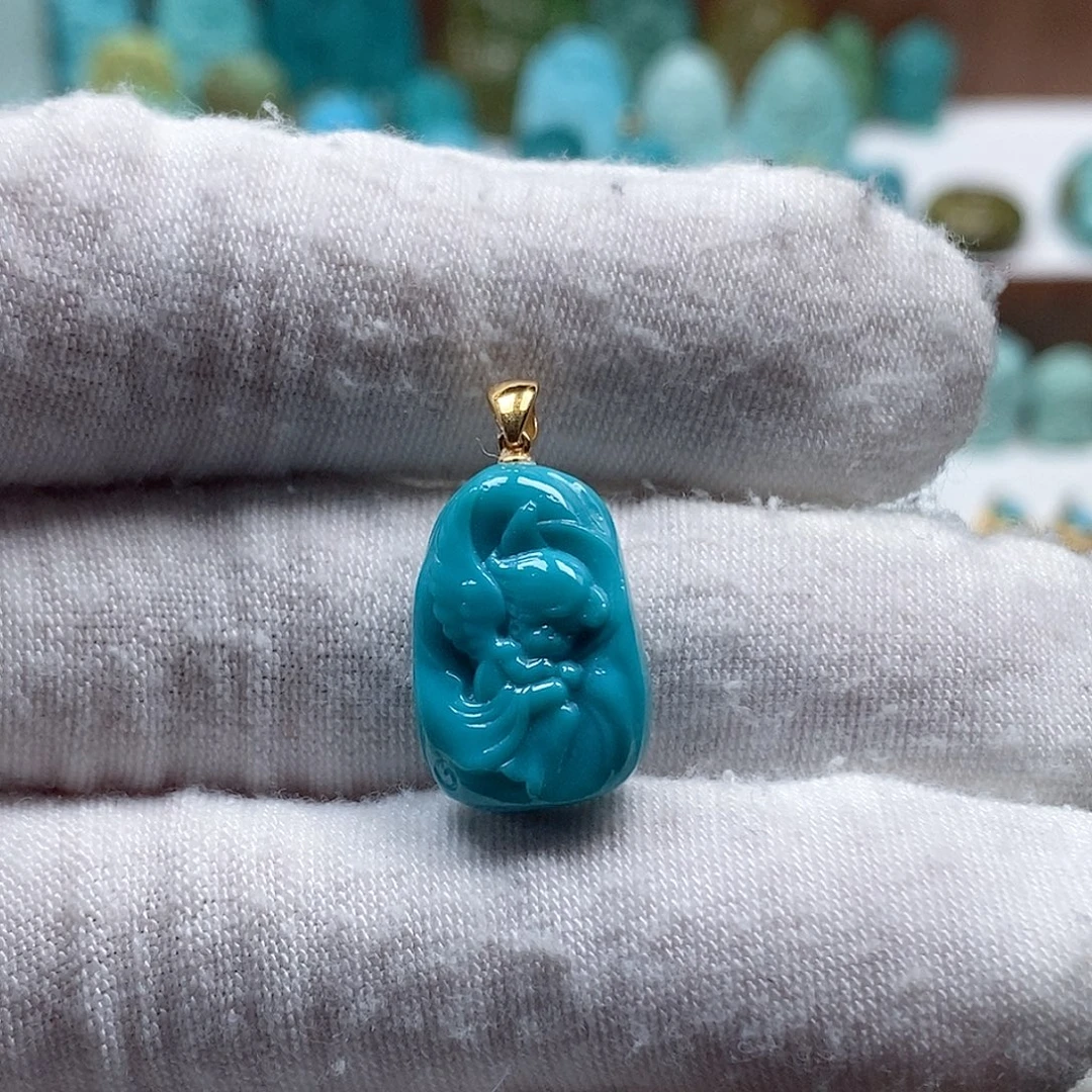 绿松石18K金镶嵌珠宝奇石