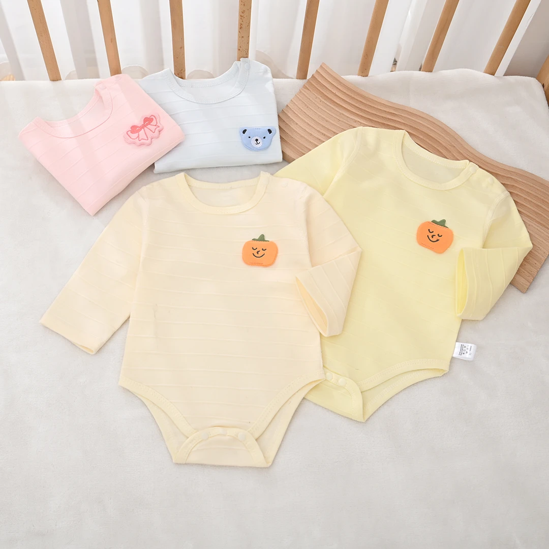 婴幼儿长袖包屁衣春秋纯棉无骨连体衣四季打底衣宝宝护肚衣服