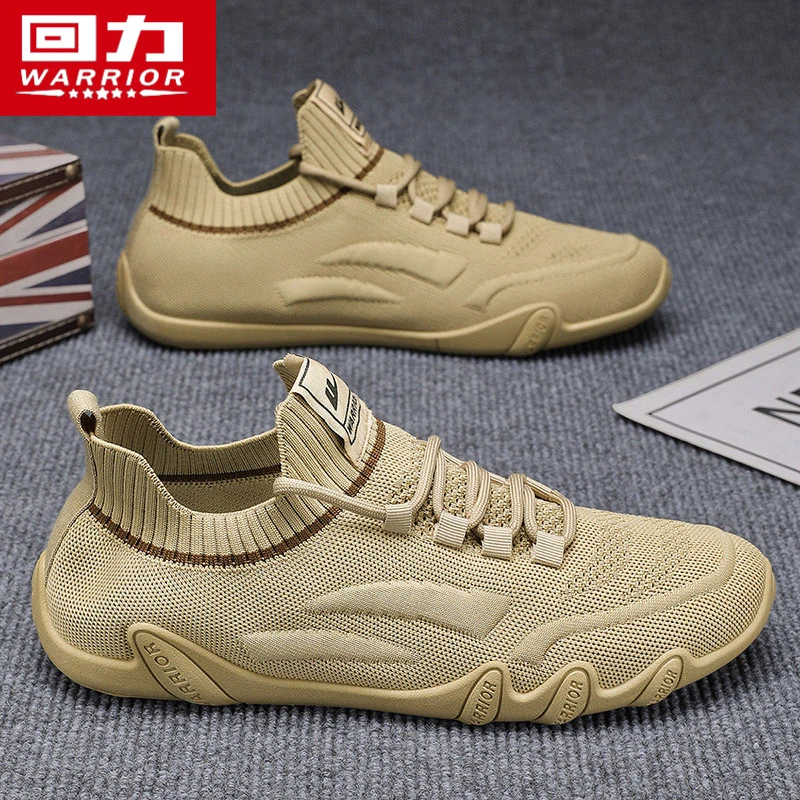 回力一脚蹬男鞋夏季网面透气薄款防臭工作飞织网鞋休闲运动劳保鞋