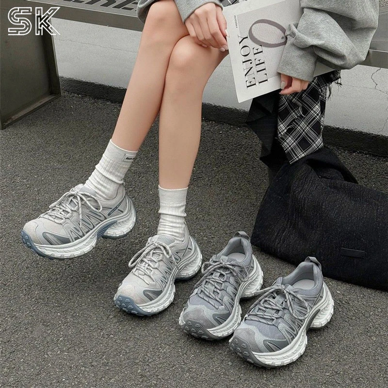 SK韩国设计潮牌秋冬复古机能风百搭圆头厚底加绒休闲老爹鞋S902