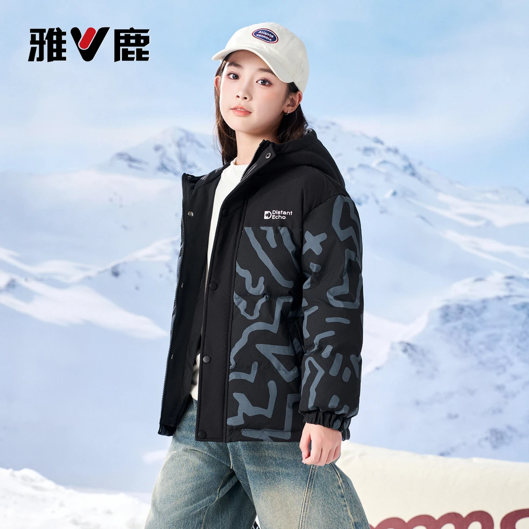 雅鹿儿童加厚羽绒服短款男女童冬季新款面包服宽松洋气中大童外套