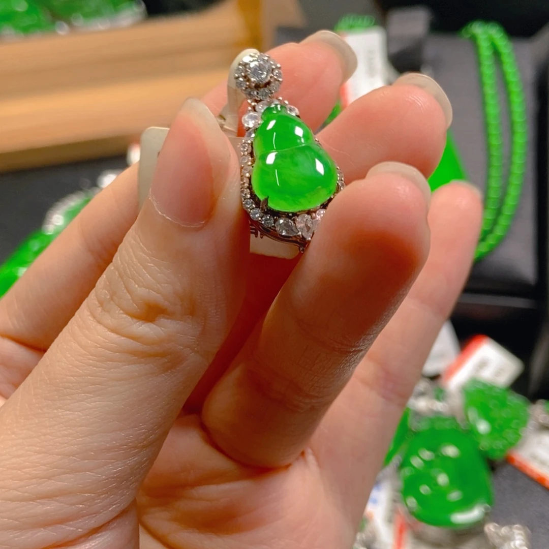 翡翠银S925镶嵌吊坠(不含链)