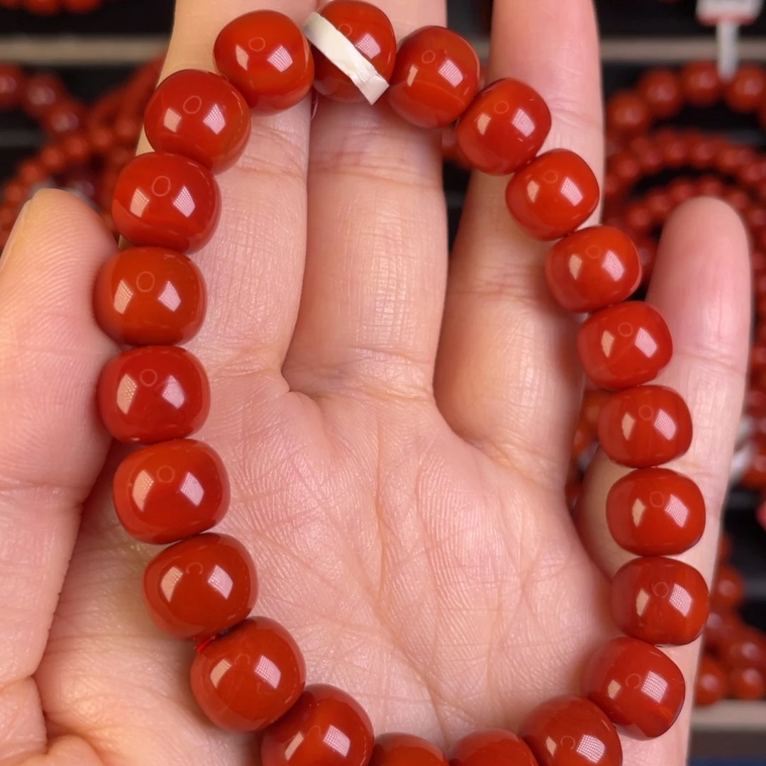鑫***哥南红玛瑙未镶嵌手链满肉满色花