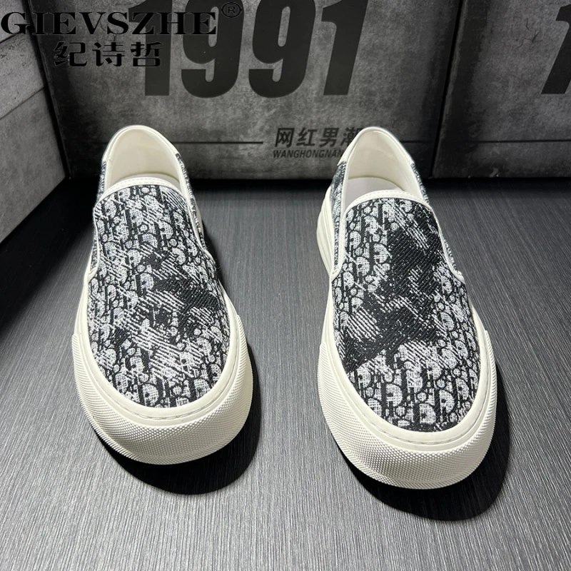 纪诗哲男鞋百搭透气牛仔布懒人一脚蹬乐男复古透气男士乐福潮流